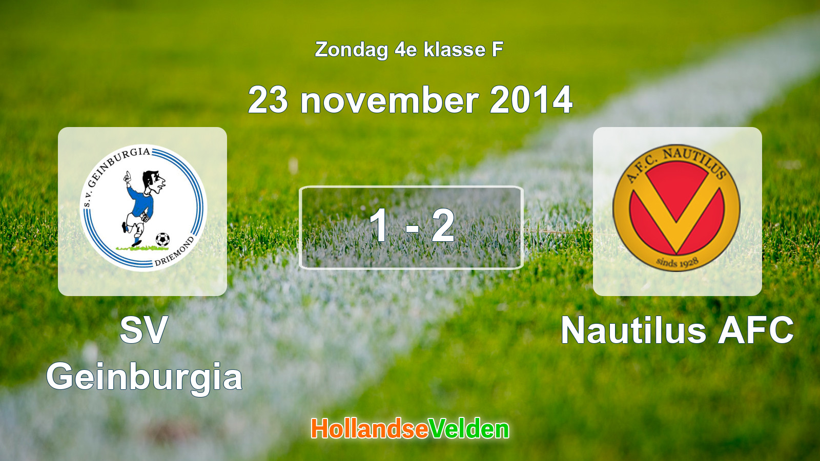 Gespeelde wedstrijd: SV Geinburgia - Nautilus AFC 1 - 2 (23 november 2014)