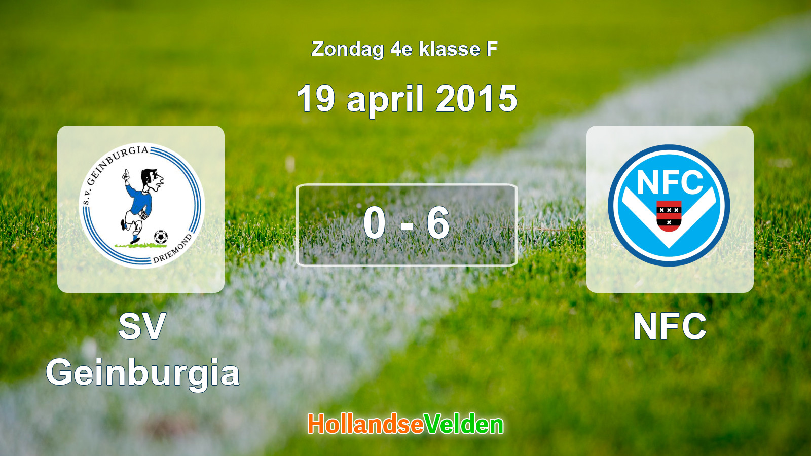 Gespeelde wedstrijd: SV Geinburgia - NFC 0 - 6 (19 april 2015)