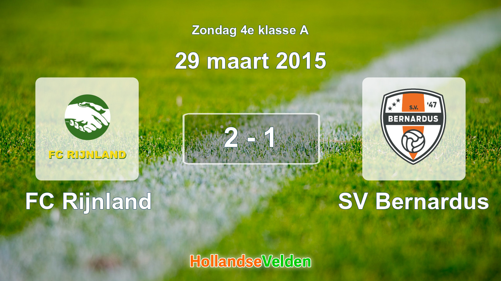 Gespeelde wedstrijd: FC Rijnland - SV Bernardus 2 - 1 (29 maart 2015)
