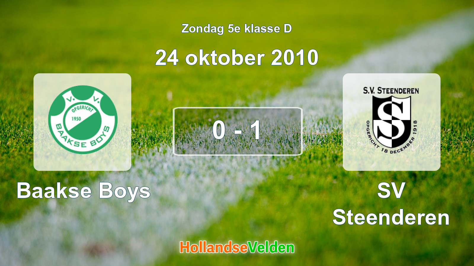 Gespeelde wedstrijd: Baakse Boys - SV Steenderen 0 - 1 (24 oktober 2010)