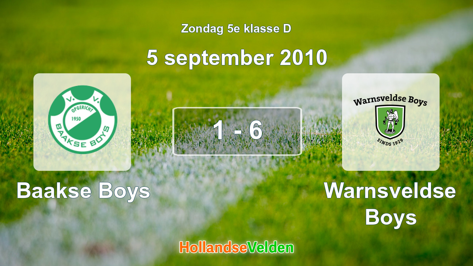 Gespeelde wedstrijd: Baakse Boys - Warnsveldse Boys 1 - 6 (5 september 2010)