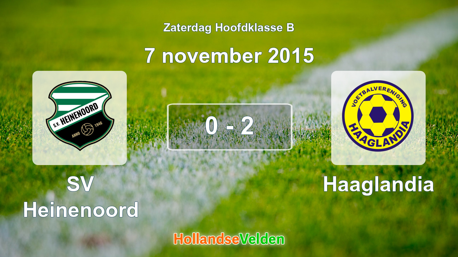Gespeelde wedstrijd: SV Heinenoord - Haaglandia 0 - 2 (7 november 2015)