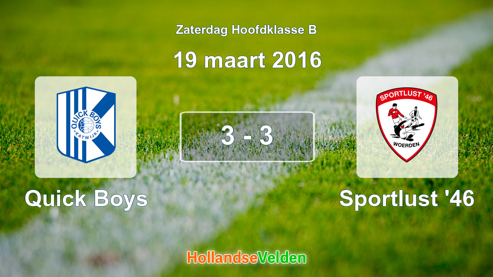 Gespeelde wedstrijd: Quick Boys - Sportlust '46 3 - 3 (19 maart 2016)
