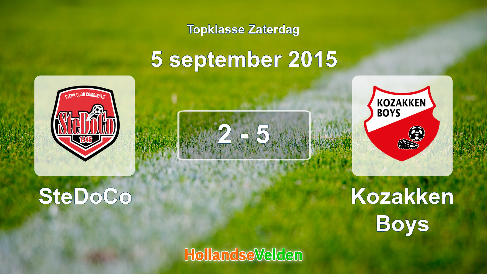 Gespeelde wedstrijd: SteDoCo - Kozakken Boys 2 - 5 (5 september 2015)