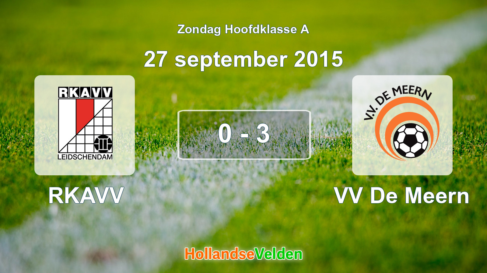 Gespeelde wedstrijd: RKAVV - VV De Meern 0 - 3 (27 september 2015)