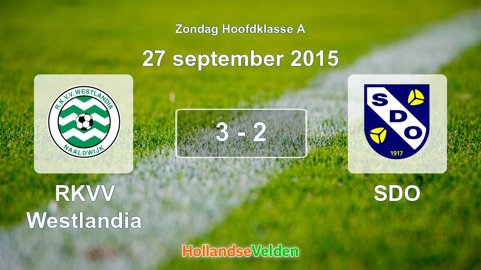 Gespeelde wedstrijd: RKVV Westlandia - SDO 3 - 2 (27 september 2015)