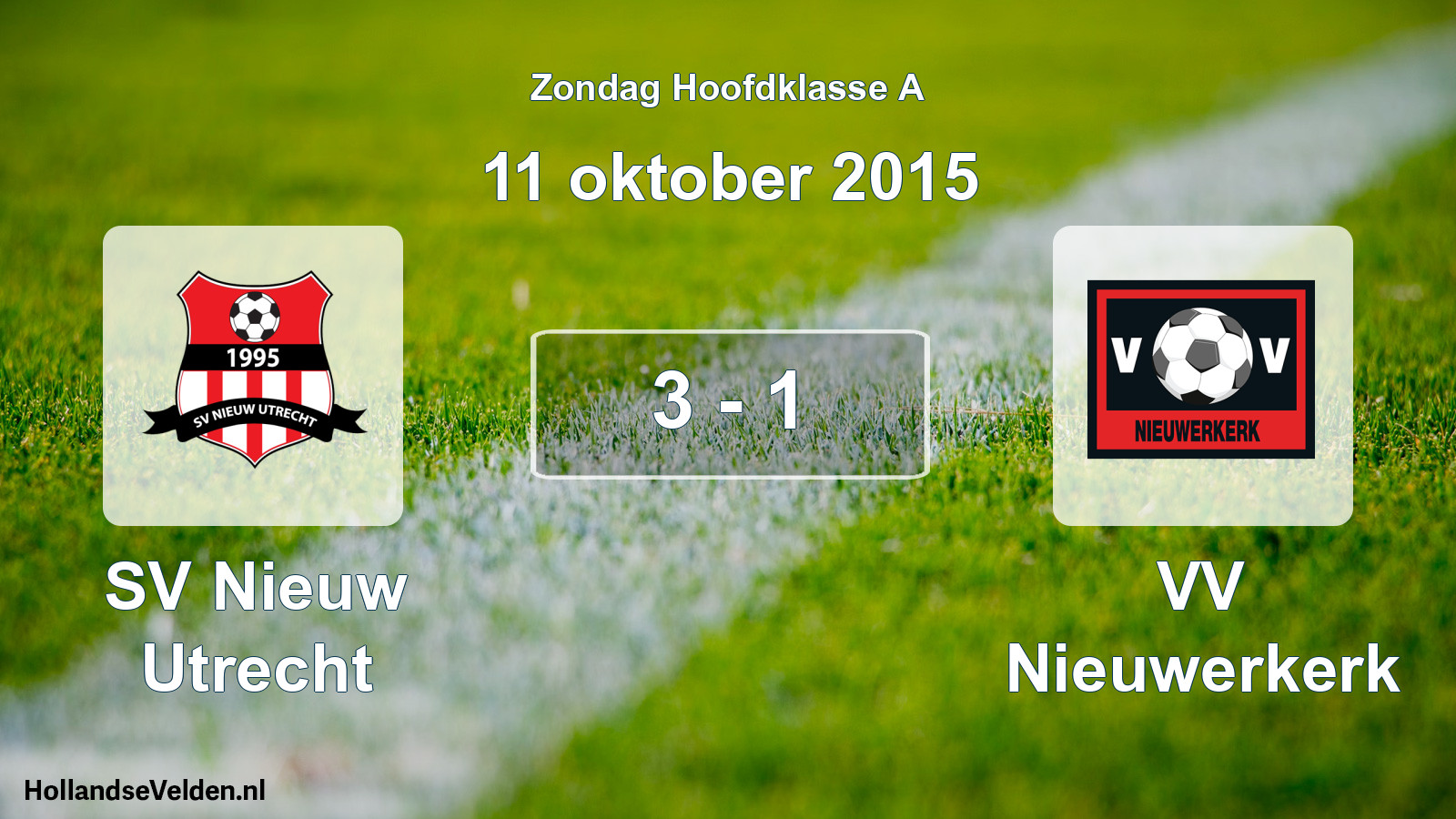 Gespeelde wedstrijd: SV Nieuw Utrecht - VV Nieuwerkerk 3 - 1 (11 oktober 2015)