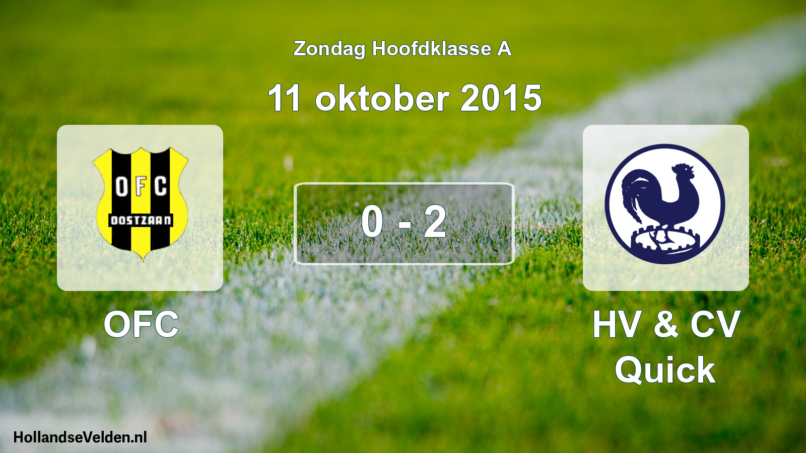 Gespeelde wedstrijd: OFC - HV & CV Quick 0 - 2 (11 oktober 2015)