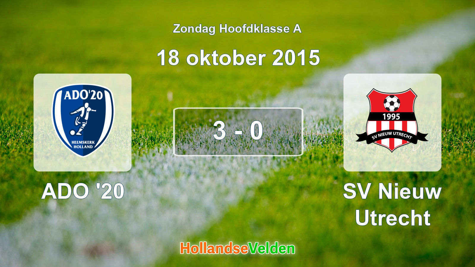 Gespeelde wedstrijd: ADO '20 - SV Nieuw Utrecht 3 - 0 (18 oktober 2015)