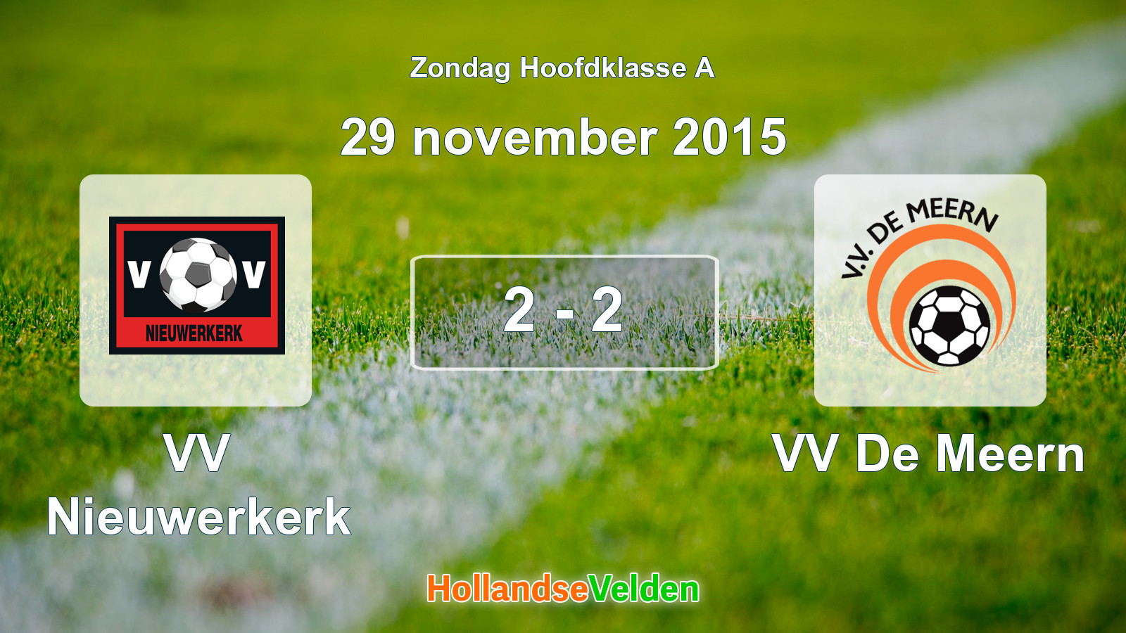 Gespeelde wedstrijd: VV Nieuwerkerk - VV De Meern 2 - 2 (29 november 2015)