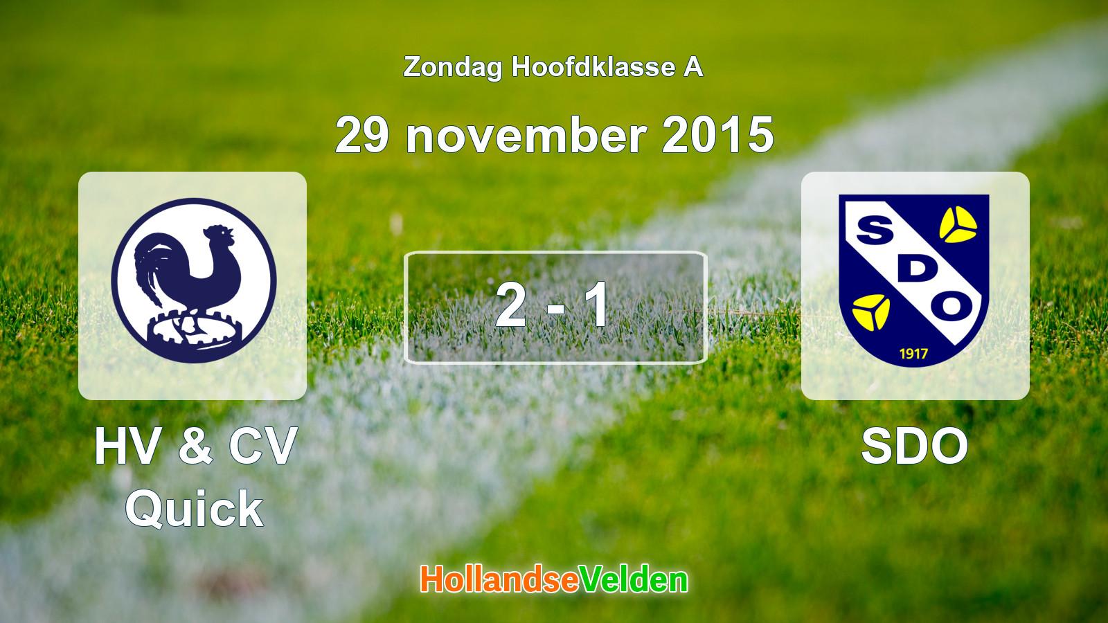 Gespeelde wedstrijd: HV & CV Quick - SDO 2 - 1 (29 november 2015)
