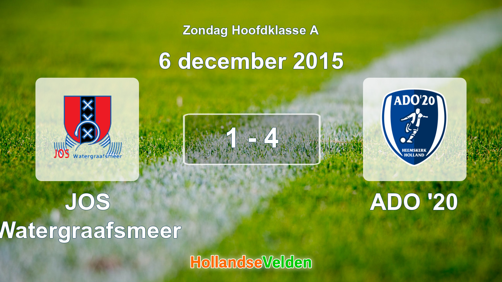 Gespeelde wedstrijd: JOS Watergraafsmeer - ADO '20 1 - 4 (6 december 2015)