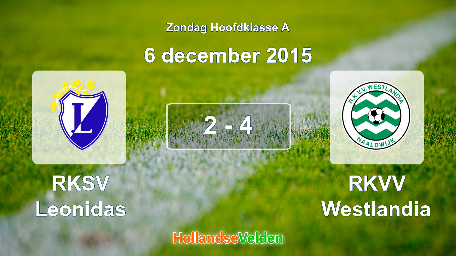 Gespeelde wedstrijd: RKSV Leonidas - RKVV Westlandia 2 - 4 (6 december 2015)