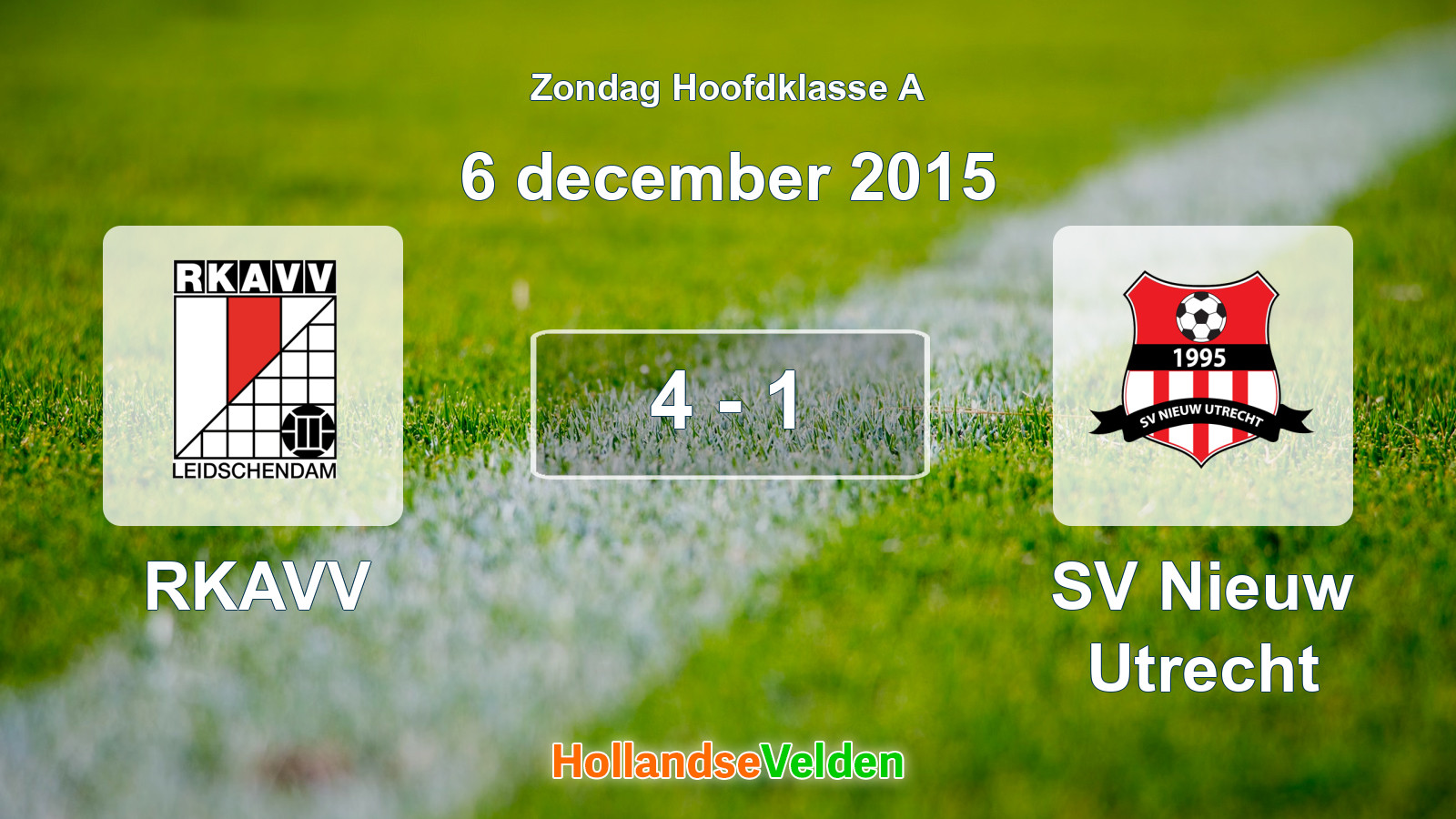 Gespeelde wedstrijd: RKAVV - SV Nieuw Utrecht 4 - 1 (6 december 2015)