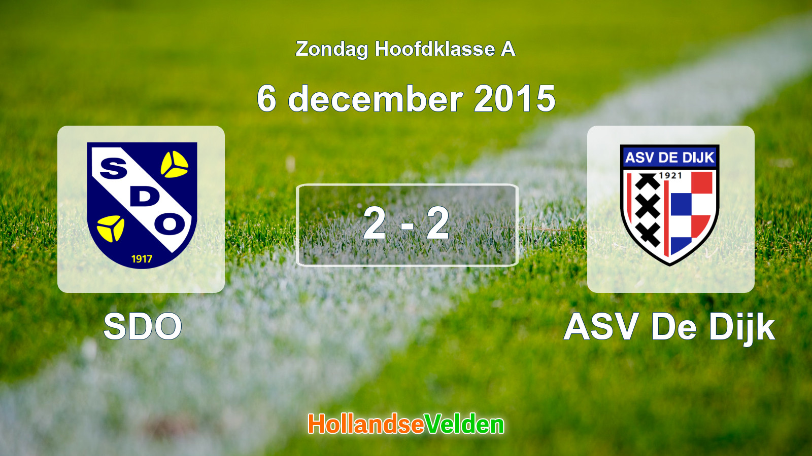 Gespeelde wedstrijd: SDO - ASV De Dijk 2 - 2 (6 december 2015)