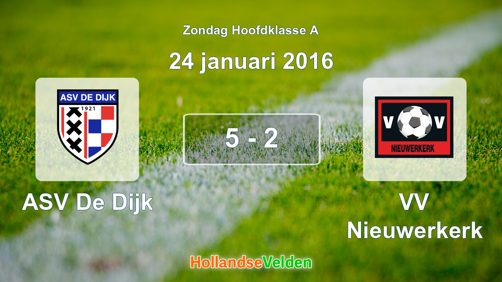 Gespeelde wedstrijd: ASV De Dijk - VV Nieuwerkerk 5 - 2 (24 januari 2016)