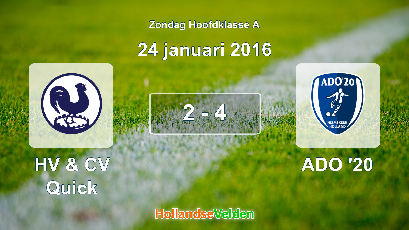 Gespeelde wedstrijd: HV & CV Quick - ADO '20 2 - 4 (24 januari 2016)