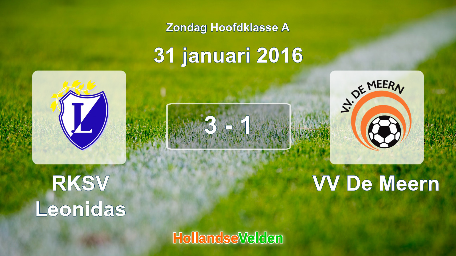 Gespeelde wedstrijd: RKSV Leonidas - VV De Meern 3 - 1 (31 januari 2016)