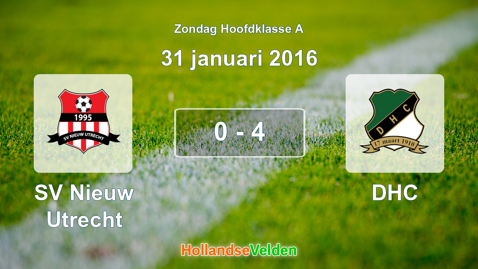 Gespeelde wedstrijd: SV Nieuw Utrecht - DHC 0 - 4 (31 januari 2016)