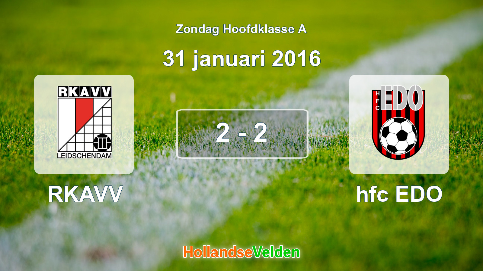 Gespeelde wedstrijd: RKAVV - hfc EDO 2 - 2 (31 januari 2016)