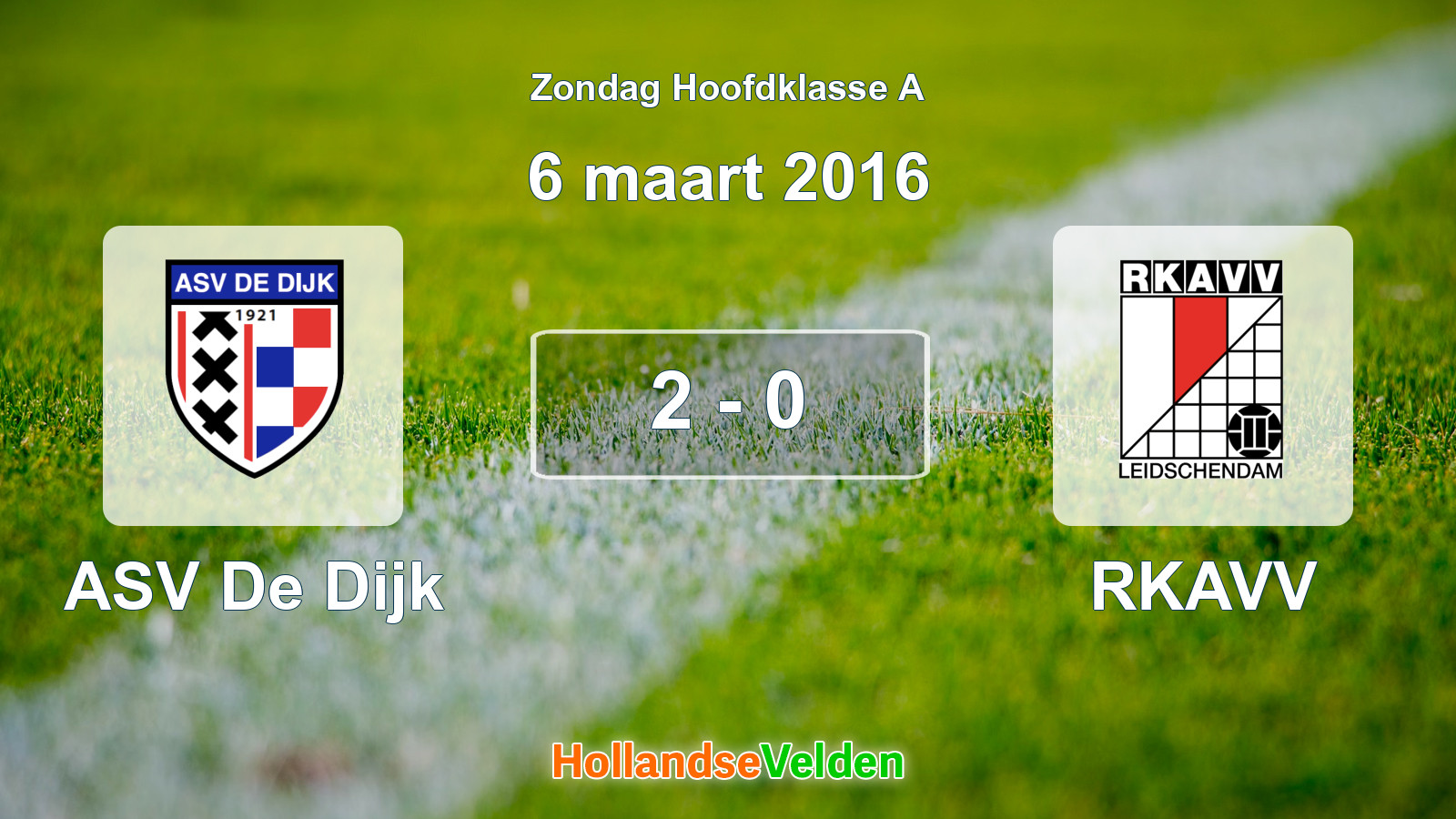 Gespeelde wedstrijd: ASV De Dijk - RKAVV 2 - 0 (6 maart 2016)