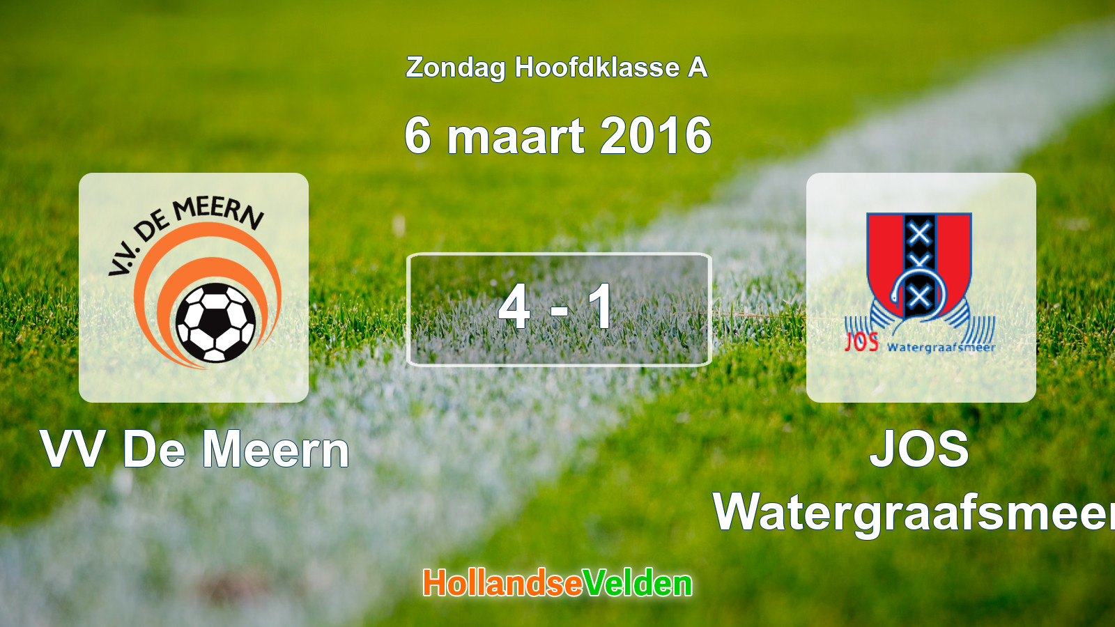 Gespeelde wedstrijd: VV De Meern - JOS Watergraafsmeer 4 - 1 (6 maart 2016)