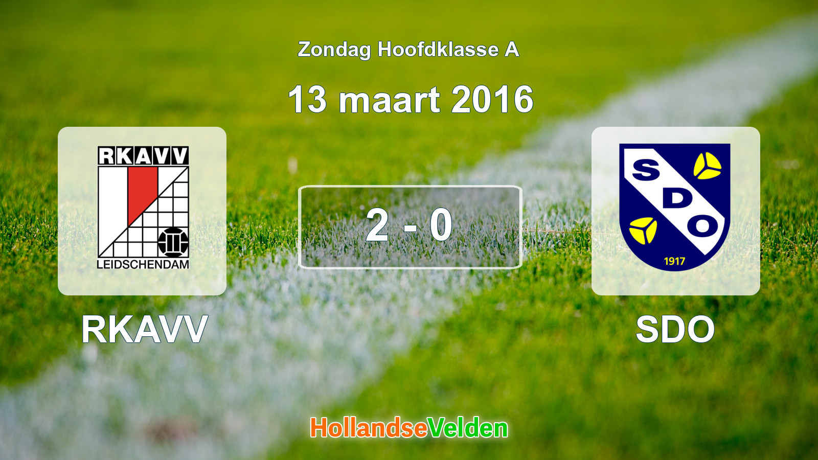 Gespeelde wedstrijd: RKAVV - SDO 2 - 0 (13 maart 2016)