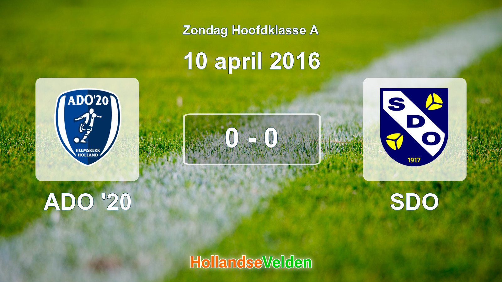 Gespeelde wedstrijd: ADO '20 - SDO 0 - 0 (10 april 2016)