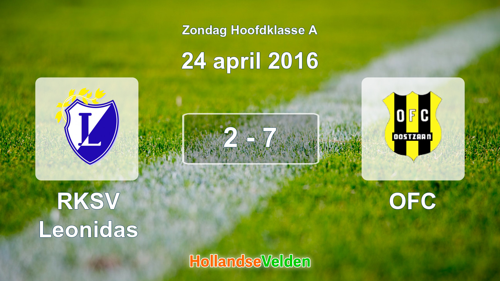 Gespeelde wedstrijd: RKSV Leonidas - OFC 2 - 7 (24 april 2016)