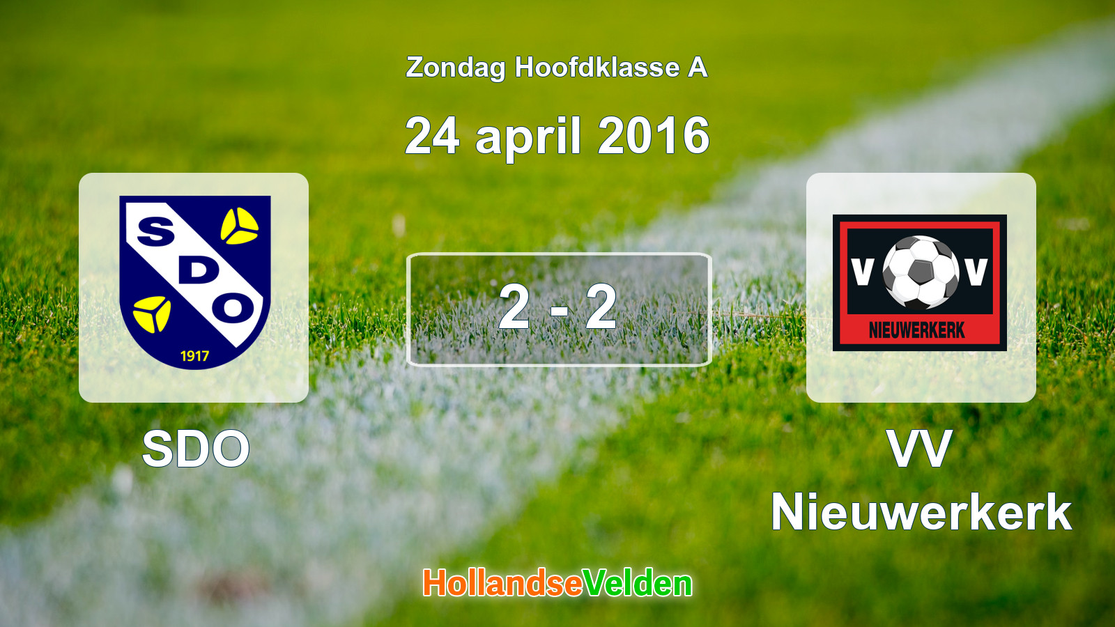 Gespeelde wedstrijd: SDO - VV Nieuwerkerk 2 - 2 (24 april 2016)