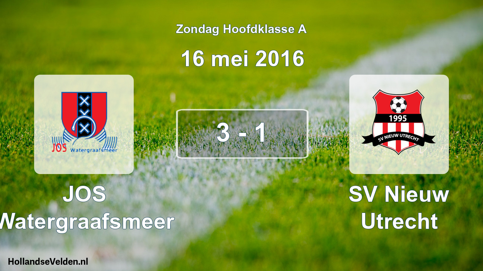 Gespeelde wedstrijd: JOS Watergraafsmeer - SV Nieuw Utrecht 3 - 1 (16 mei 2016)
