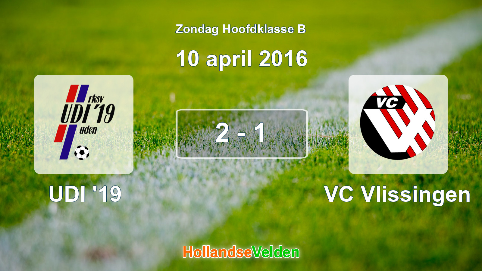 Gespeelde wedstrijd: UDI '19 - VC Vlissingen 2 - 1 (10 april 2016)