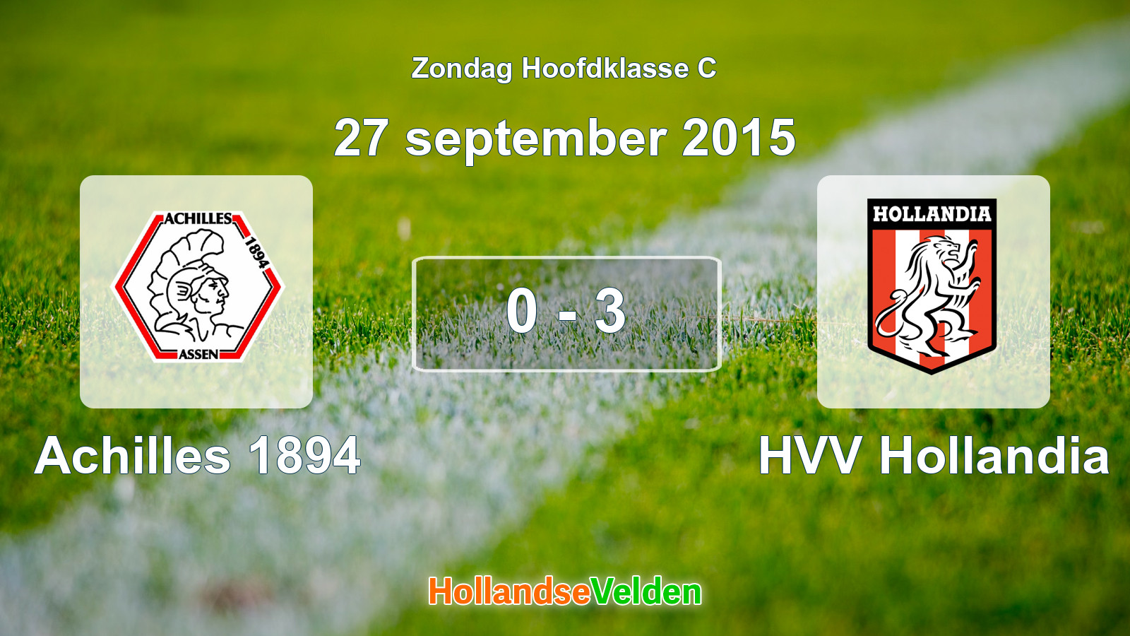 Gespeelde wedstrijd: Achilles 1894 - HVV Hollandia 0 - 3 (27 september 2015)