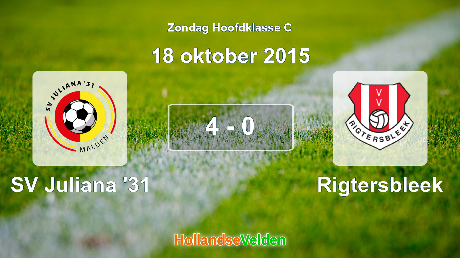 Gespeelde wedstrijd: SV Juliana '31 - Rigtersbleek 4 - 0 (18 oktober 2015)