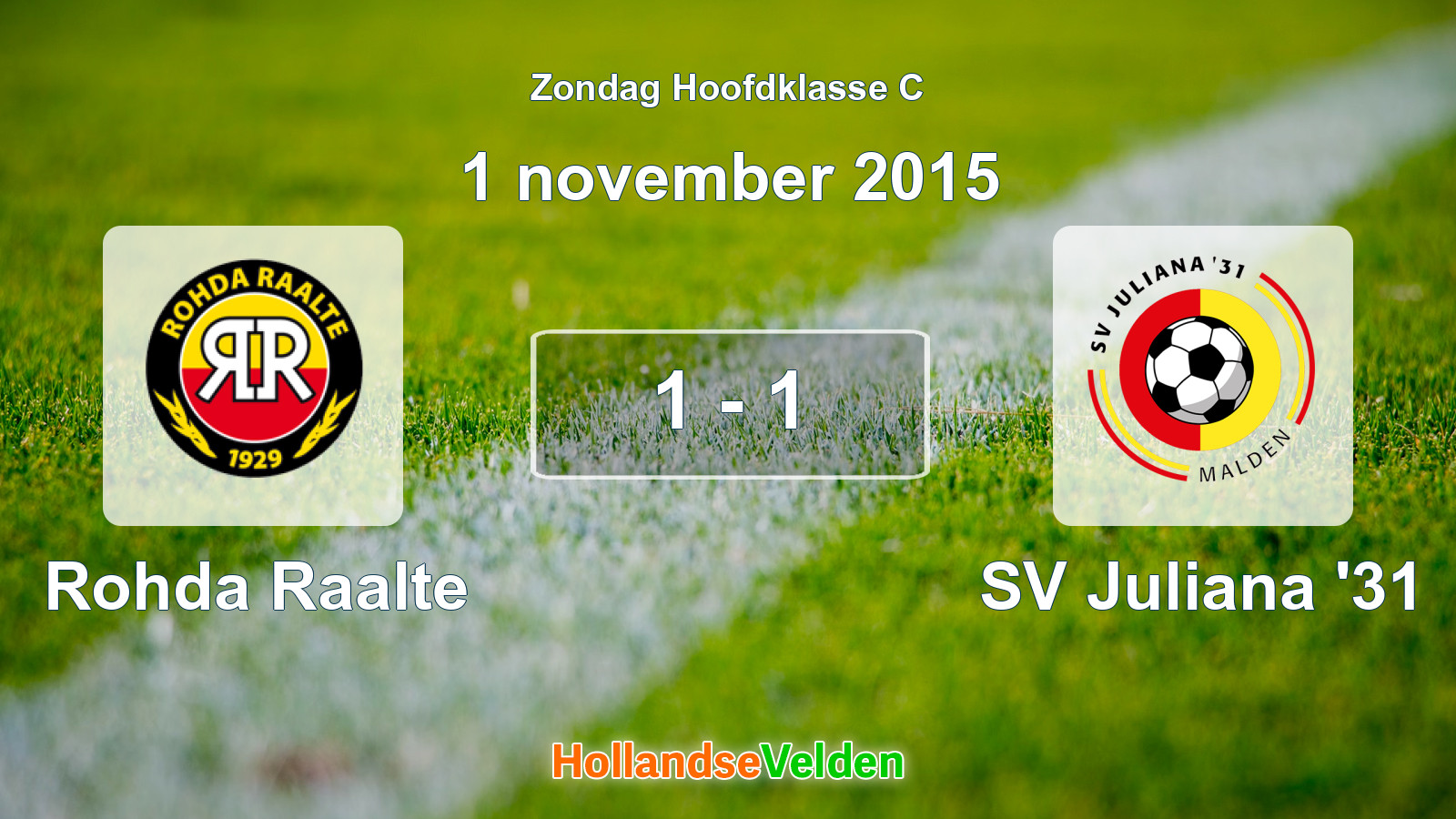 Gespeelde wedstrijd: Rohda Raalte - SV Juliana '31 1 - 1 (1 november 2015)