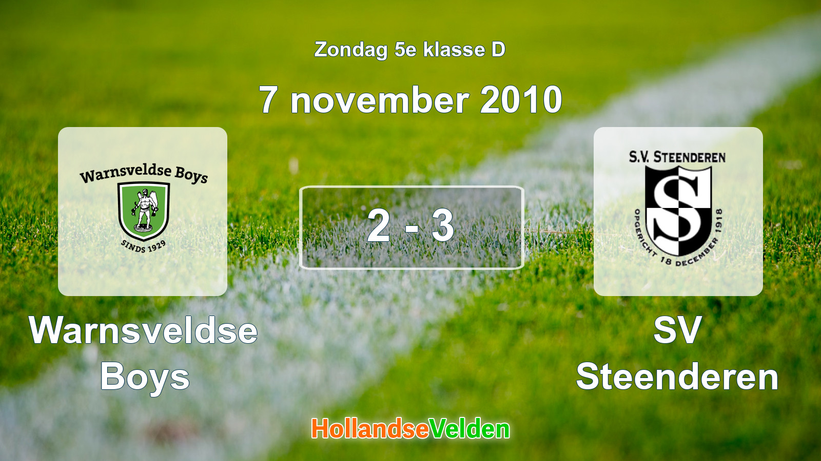 Gespeelde wedstrijd: Warnsveldse Boys - SV Steenderen 2 - 3 (7 november 2010)
