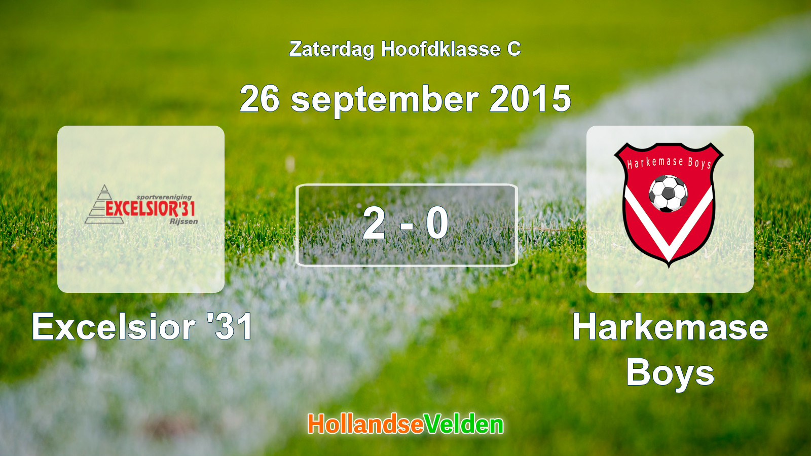 Gespeelde wedstrijd: Excelsior '31 - Harkemase Boys 2 - 0 (26 september 2015)