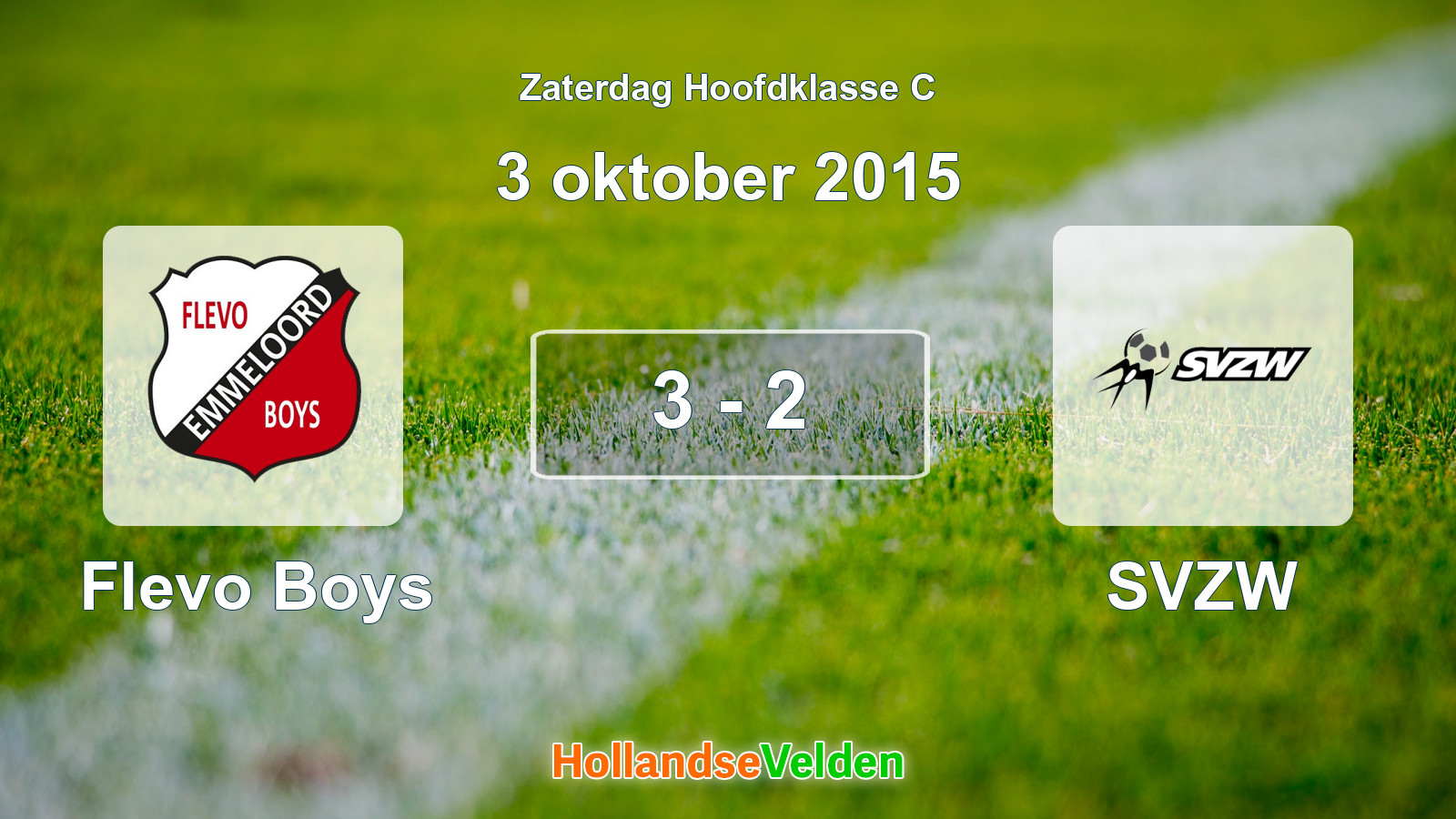Gespeelde wedstrijd: Flevo Boys - SVZW 3 - 2 (3 oktober 2015)