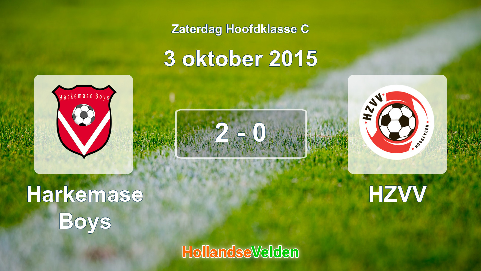 Gespeelde wedstrijd: Harkemase Boys - HZVV 2 - 0 (3 oktober 2015)