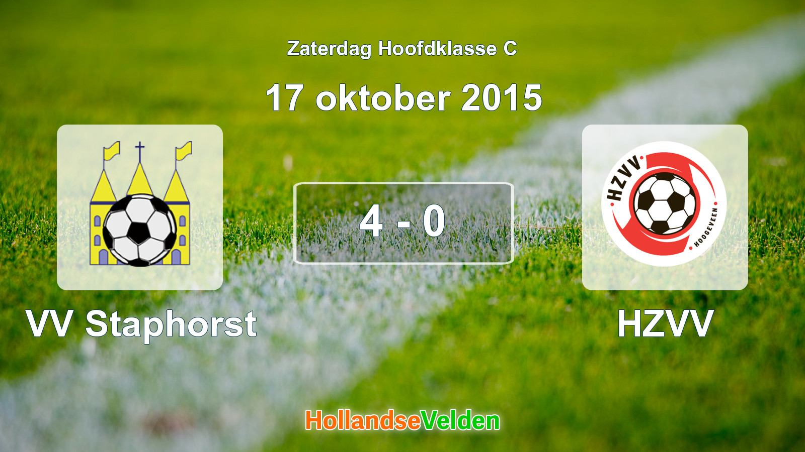 Gespeelde wedstrijd: VV Staphorst - HZVV 4 - 0 (17 oktober 2015)