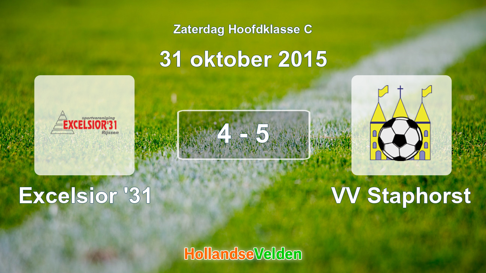 Gespeelde wedstrijd: Excelsior '31 - VV Staphorst 4 - 5 (31 oktober 2015)