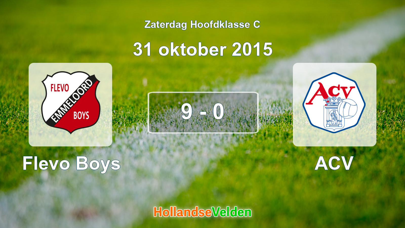 Gespeelde wedstrijd: Flevo Boys - ACV 9 - 0 (31 oktober 2015)