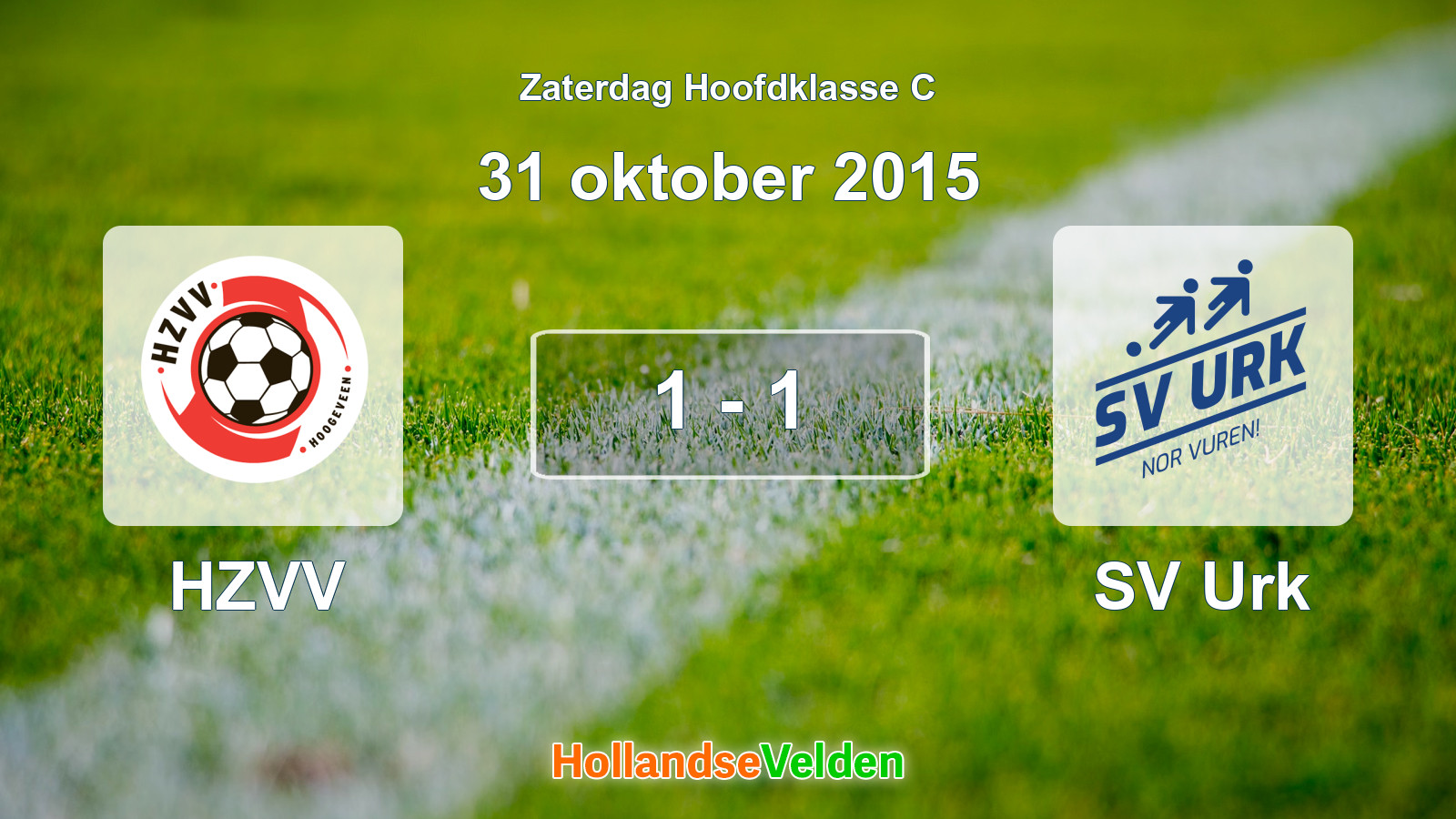 Gespeelde wedstrijd: HZVV - SV Urk 1 - 1 (31 oktober 2015)