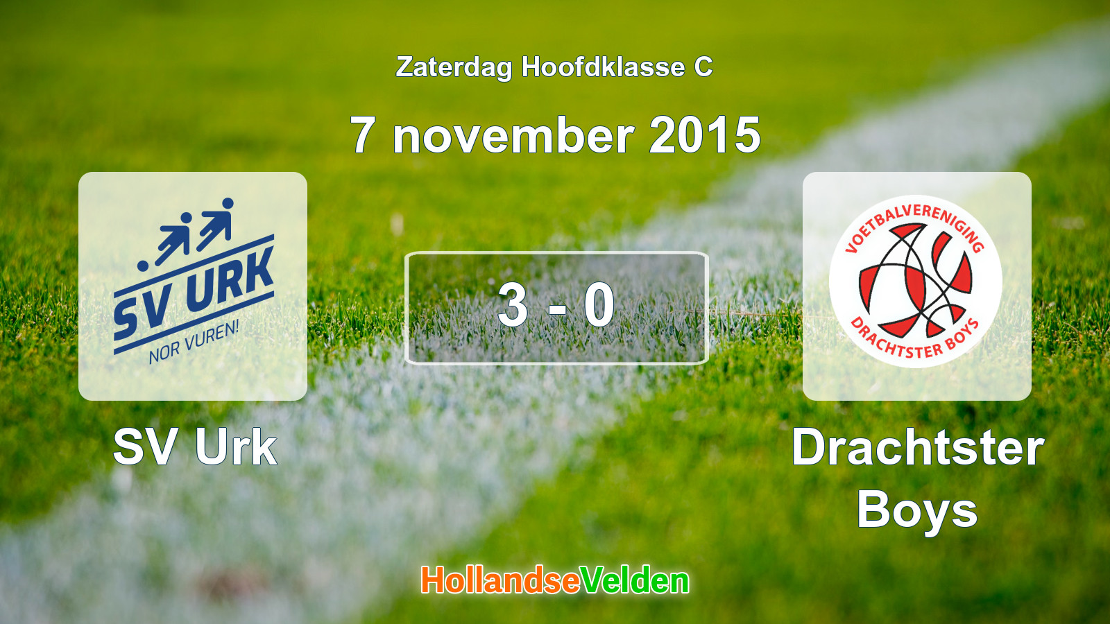 Gespeelde wedstrijd: SV Urk - Drachtster Boys 3 - 0 (7 november 2015)
