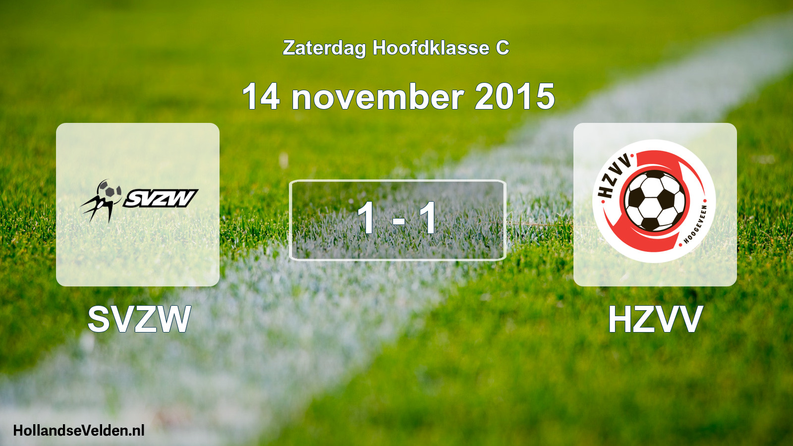 Gespeelde wedstrijd: SVZW - HZVV 1 - 1 (14 november 2015)