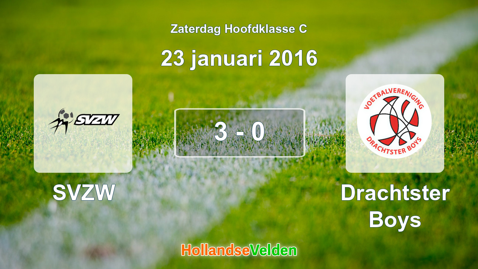 Gespeelde wedstrijd: SVZW - Drachtster Boys 3 - 0 (23 januari 2016)