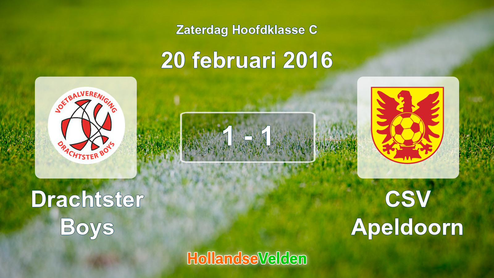 Gespeelde wedstrijd: Drachtster Boys - CSV Apeldoorn 1 - 1 (20 februari 2016)