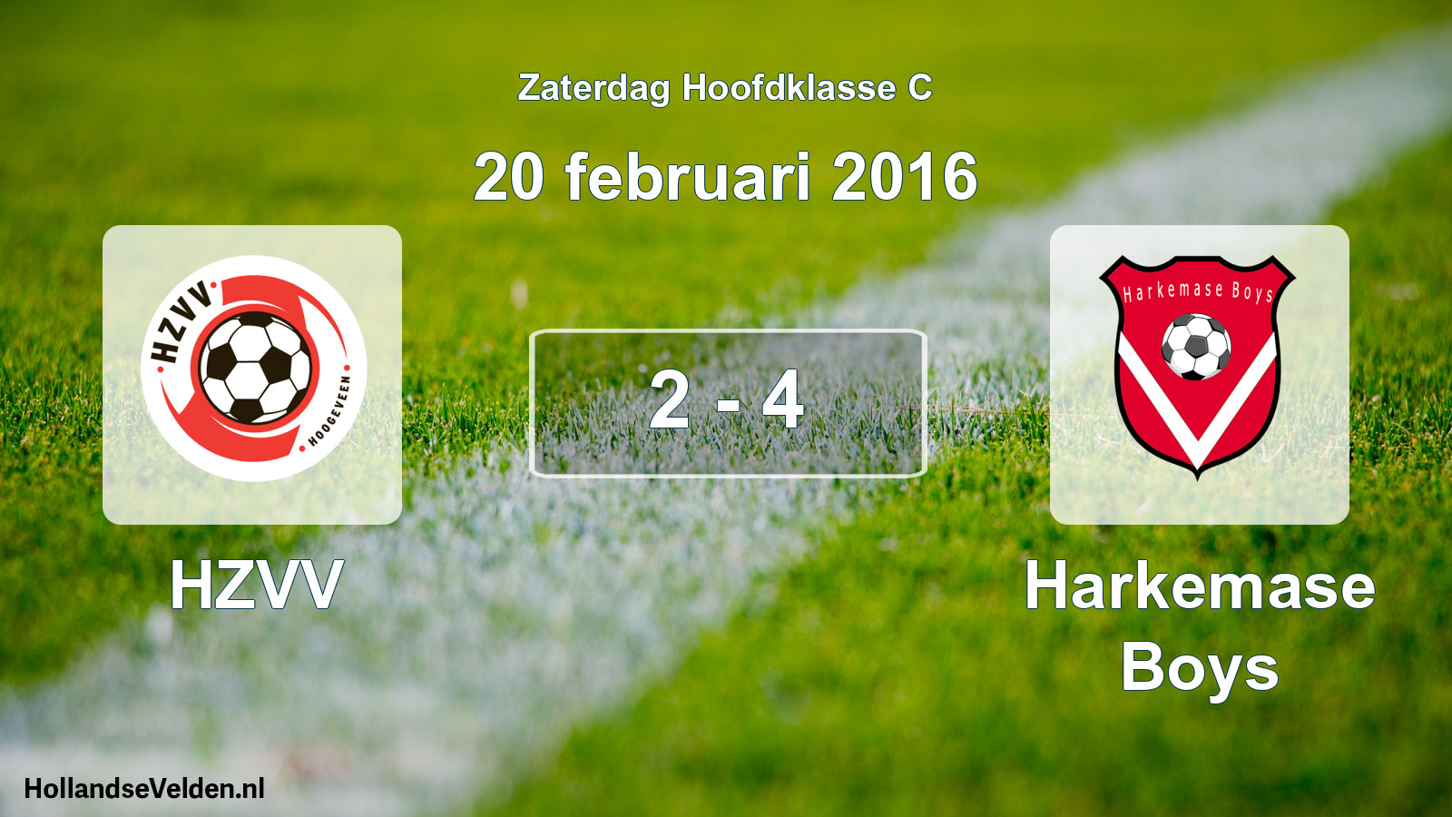 Gespeelde wedstrijd: HZVV - Harkemase Boys 2 - 4 (20 februari 2016)