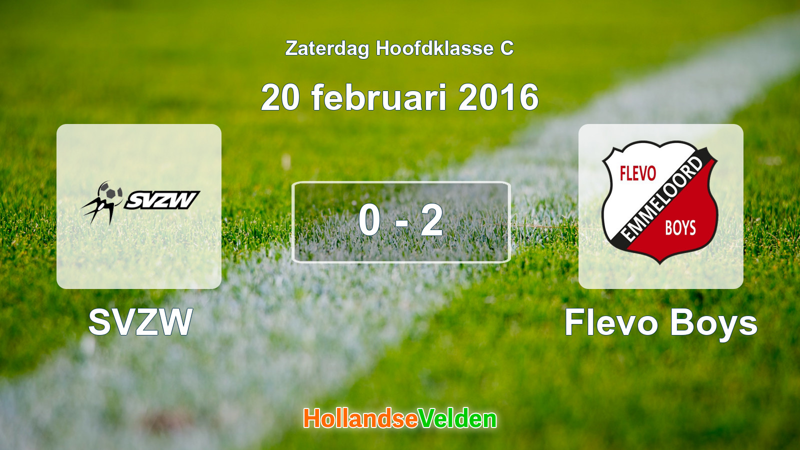 Gespeelde wedstrijd: SVZW - Flevo Boys 0 - 2 (20 februari 2016)