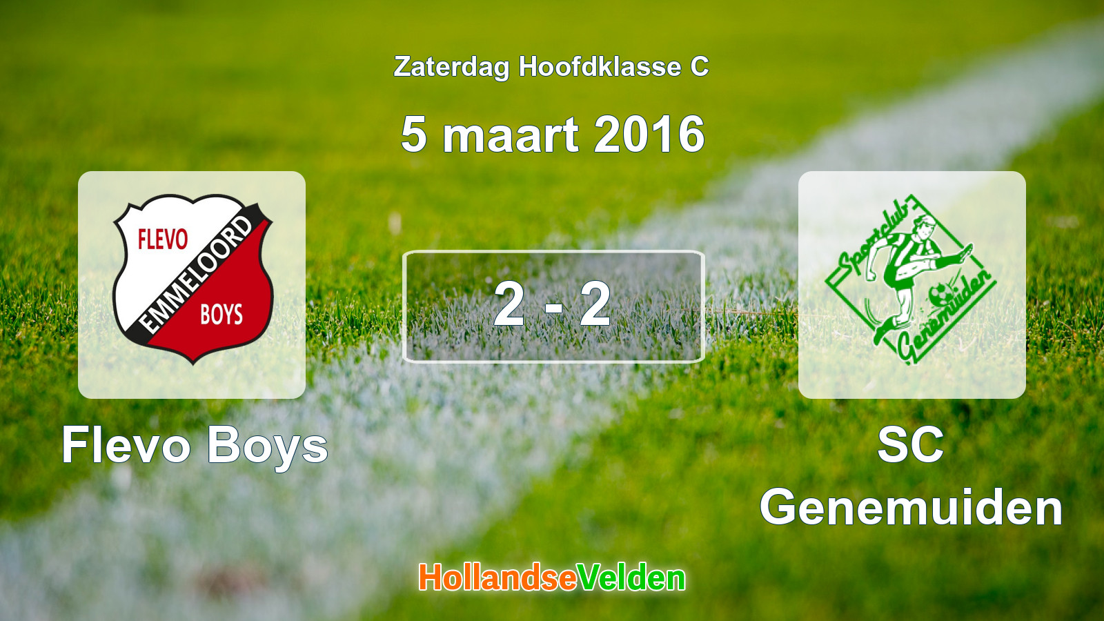 Gespeelde wedstrijd: Flevo Boys - SC Genemuiden 2 - 2 (5 maart 2016)